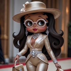 Design an image of Betty Boop reenvisioned with a dark chocolate...