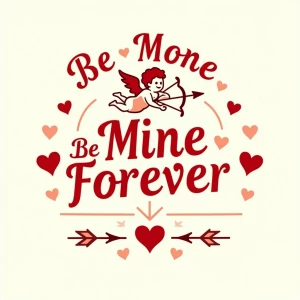 "A retro-style design featuring a cupid with a bow and arrow sur...