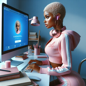A beautiful light skin African American woman with with a pink j...