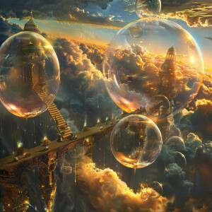 Imagine a surreal dream where you enter a realm of diverse unive...