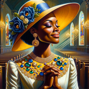 A spiritually enriching illustration portrays an African America...
