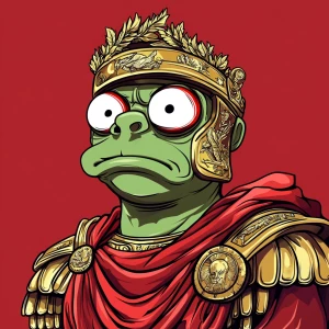 Pepe with pumped-up lips of a bright red color in carton style...
