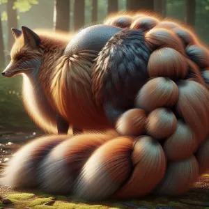 Create a detailed image of a hyper-realistic, heavily-furred nin...