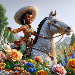 Create a realistic 3D image of an Latino African-American cowgir...