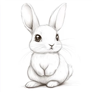 A cute rabbit facing forward with expressive eyes, full body, dr...