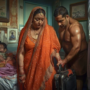 Digital art hd 1:1 ,a 54-year-old Gujarati mother who works as a...