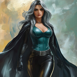 An imposing superheroine the Mewith a fuller figure, accentuated...