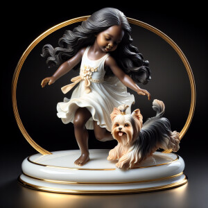 Prompt: porcelain Statue of a very light skin African-American g...