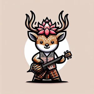 The mascot is a deer, with horns decorated with rafflesia flower...