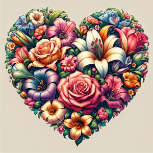 un corazon con flores