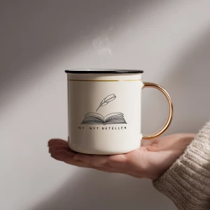 A minimalist yet elegant ceramic coffee mug design with high-con...