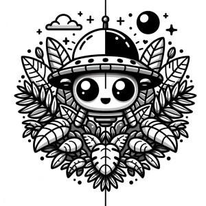 White background with a round ufo graphic design alien ufo