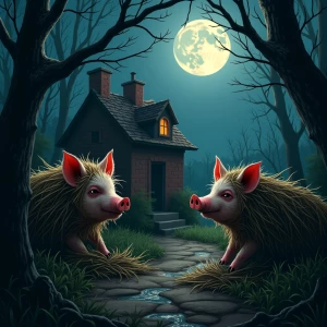 Picture the three little pigs, no longer innocent architects of...