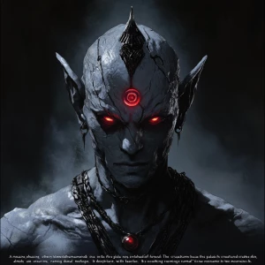 "A menacing, otherworldly humanoid with a third glowing red eye...