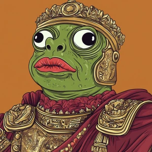 Pepe with pumped-up lips of a bright red color in carton style...