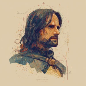 Create an image of Aragorn, as portrayed by Viggo Mortensen in "...