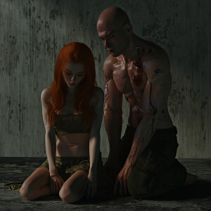A photorealistic high resolution image. Light ginger haired fema...