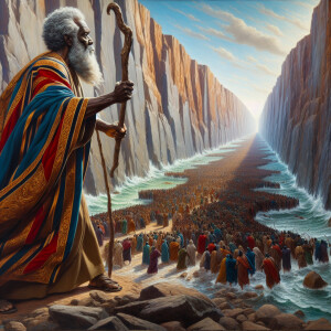 A realistic oil painting in a wide horizontal format, featuring...
