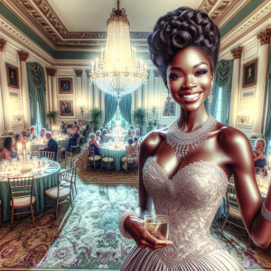 A realistic airbrushed illustration of a beautiful African Ameri...
