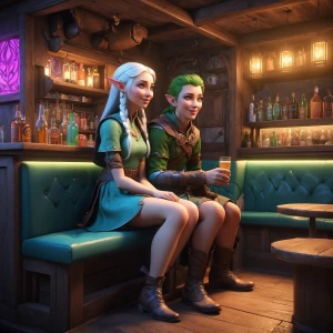 A bar where clothing is not optional it is banned. Elven girl si...