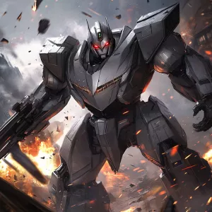 Megatron, the iconic leader of the Decepticons, in his classic f...