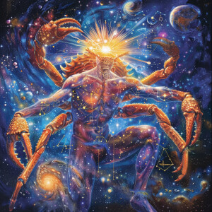 A handsome male figure in the cosmos, prominently featuring the...