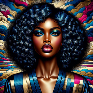 Create an image of an African-American woman with full lips and...