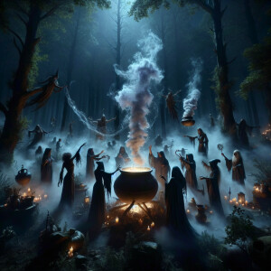 "In the heart of the ancient forest, under a canopy shrouded in...