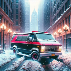 Generate an image of the iconic GMC van from "The A-Team" televi...