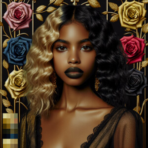 Create a vertical 3-D portrait of a light-skinned African-Americ...