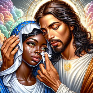 Ensure that the image distinctly represents both Jesus Christ an...