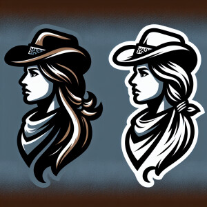 side profile of a cowgirl wearing a bandana and cowboy hat hair...