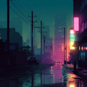 Create a sharp, noise-free cinematic illustration of a city at d...