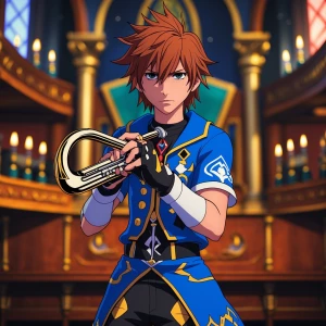 Sora from kingdom hearts playing the organ pipe