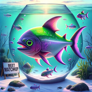 Realistic
Ocean
Cute Purple neon green piranha with no teeth....