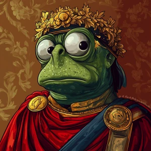 Pepe with  pumped-up lips of a bright red color in carton style...