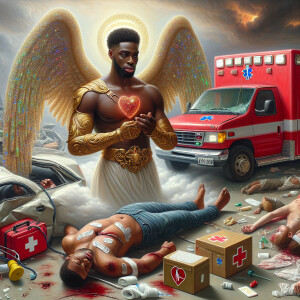 Create a realistic 3D oil painting depicting a scene of emergenc...