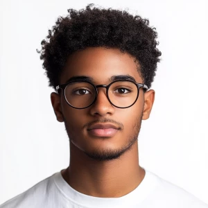 African American male, 21 years old, nerdy and skinny physique,...