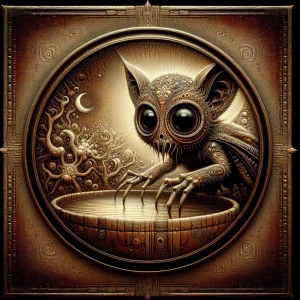 Batman Creepy In the dark in the style of Paul Klee, Alberto Sev...