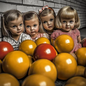 Yellow balls and pink dolls —sref 4