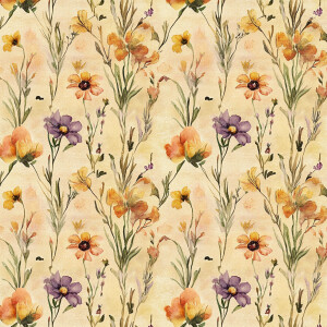 Design a tileable pattern with a variety of wildflowers depicted...