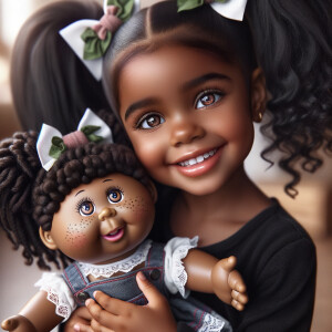 African-American girl with huge Hazel Brown eyes and long, black...
