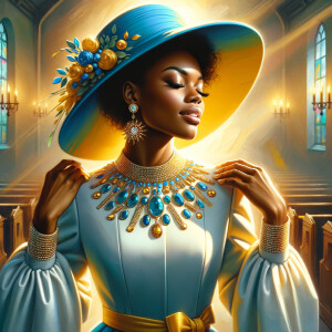 A spiritually enriching illustration portrays an African America...