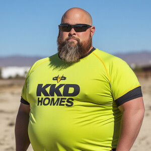 Curtis Kowe at age 40 a balding bearded building contractor Cauc...