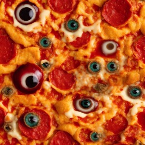 Pizza with eyeballs
