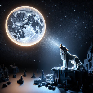 Wolf howling at the moon