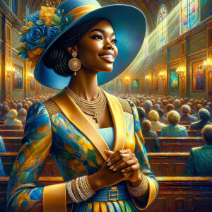 A spiritually enriching illustration portrays an African America...