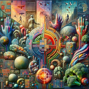 The golden ratio, Minimalist art Circuit, boards, circuitry, diagrams Cellular structures, DNA, circuit boards, colorful wires,  asian and Egyptian  graffiti, lie detector graphs, cardio, printout , branches infinity sign, cave, Art, handprints, distant birds flying, flowering vines, abstract, painting, Broccoli Fibonacci sequence