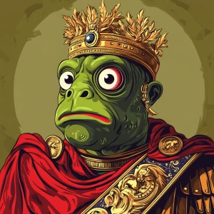 Pepe with pumped-up lips of a bright red color in carton style...