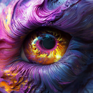 One Big Eye with Purple, dark pink, Blue-velvet, Yellow, Orange-...